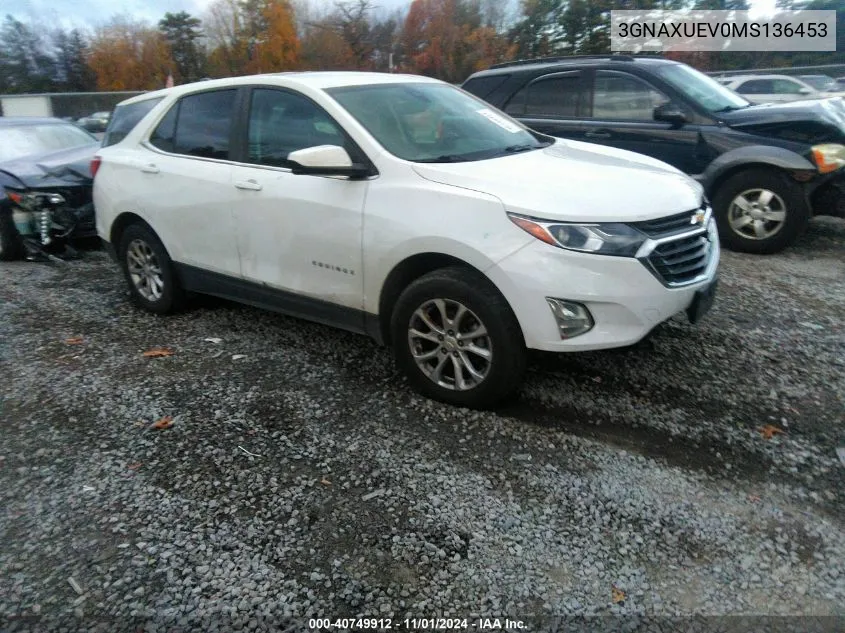 2021 Chevrolet Equinox Awd Lt VIN: 3GNAXUEV0MS136453 Lot: 40749912