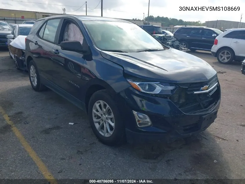 2021 Chevrolet Equinox Fwd Ls VIN: 3GNAXHEV5MS108669 Lot: 40756095