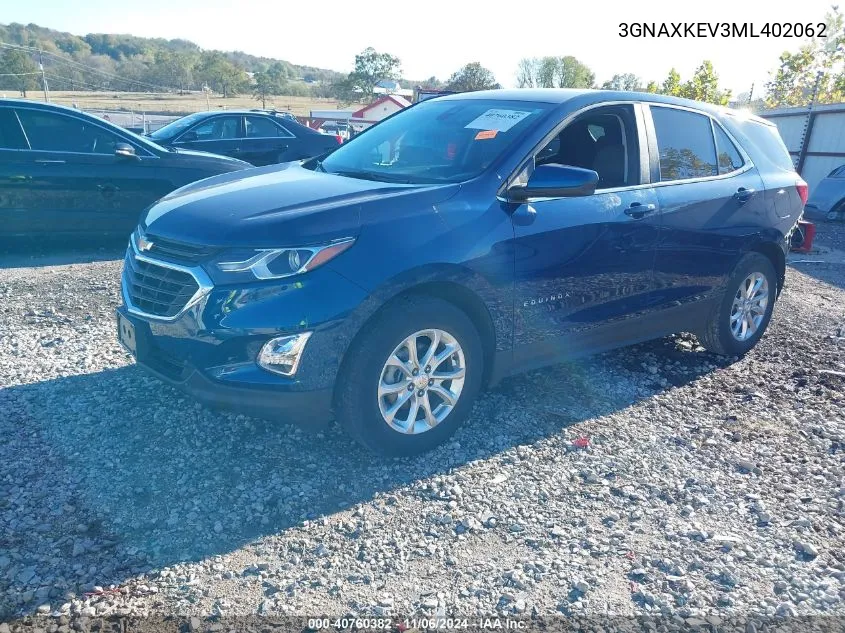 2021 Chevrolet Equinox Fwd Lt VIN: 3GNAXKEV3ML402062 Lot: 40760382