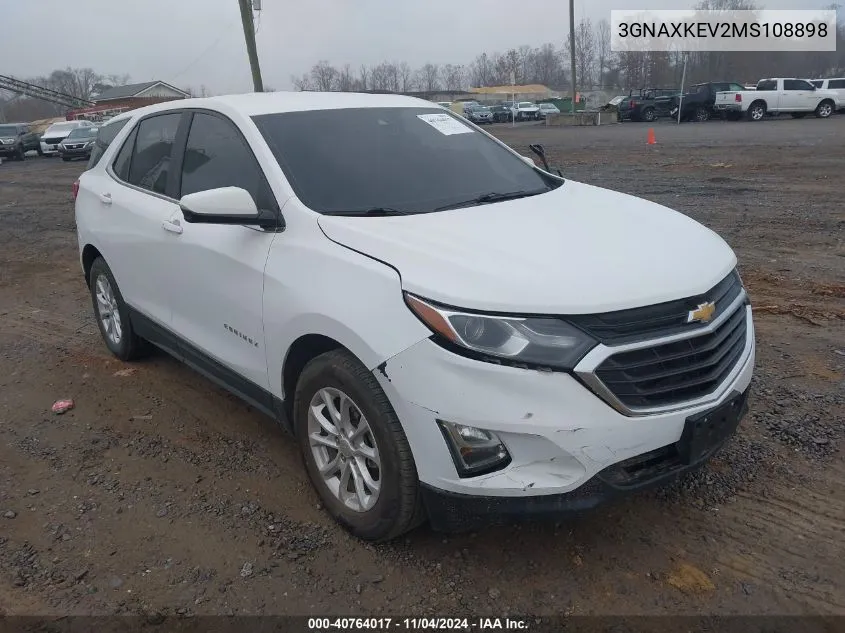 2021 Chevrolet Equinox Fwd Lt VIN: 3GNAXKEV2MS108898 Lot: 40764017