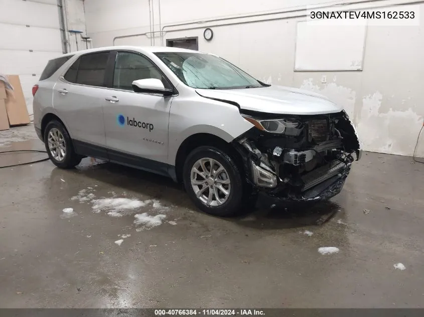 2021 Chevrolet Equinox Awd 2Fl VIN: 3GNAXTEV4MS162533 Lot: 40766384