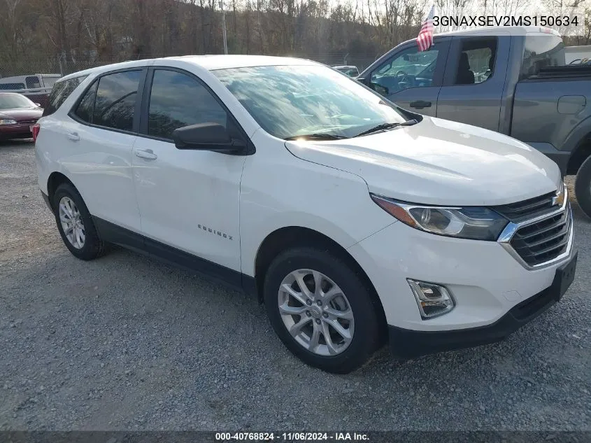 2021 Chevrolet Equinox Awd Ls VIN: 3GNAXSEV2MS150634 Lot: 40768824