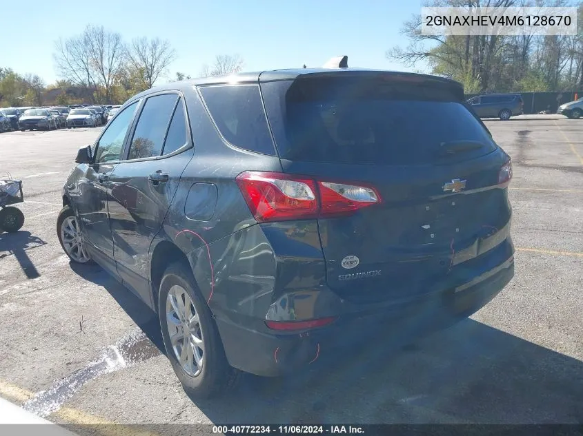 2021 Chevrolet Equinox Fwd Ls VIN: 2GNAXHEV4M6128670 Lot: 40772234