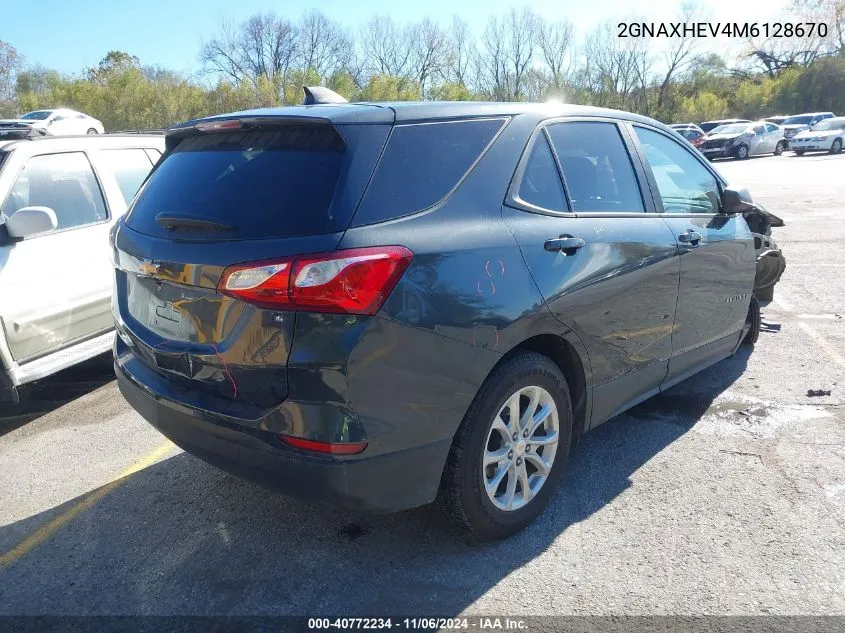 2021 Chevrolet Equinox Fwd Ls VIN: 2GNAXHEV4M6128670 Lot: 40772234