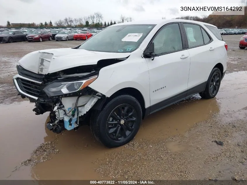 2021 Chevrolet Equinox Fwd Ls VIN: 3GNAXHEV0MS164292 Lot: 40773822