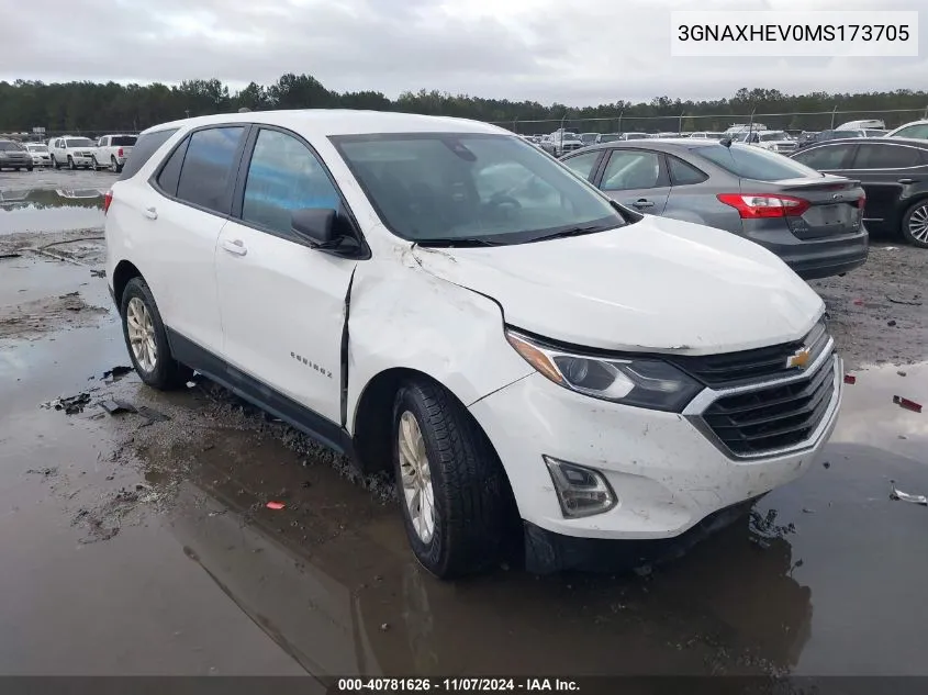 2021 Chevrolet Equinox Fwd Ls VIN: 3GNAXHEV0MS173705 Lot: 40781626