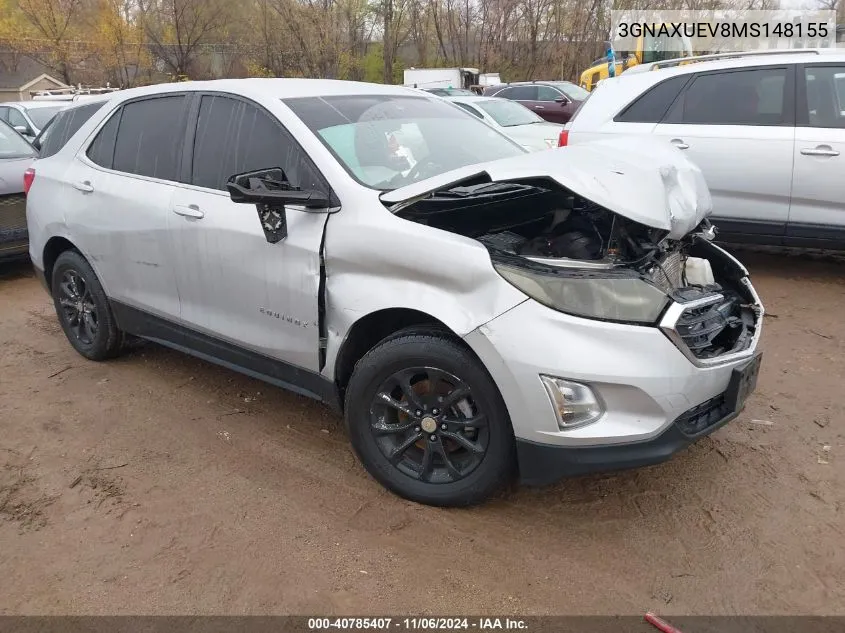 2021 Chevrolet Equinox Awd Lt VIN: 3GNAXUEV8MS148155 Lot: 40785407