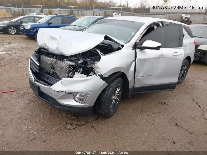 2021 Chevrolet Equinox Awd Lt VIN: 3GNAXUEV8MS148155 Lot: 40785407