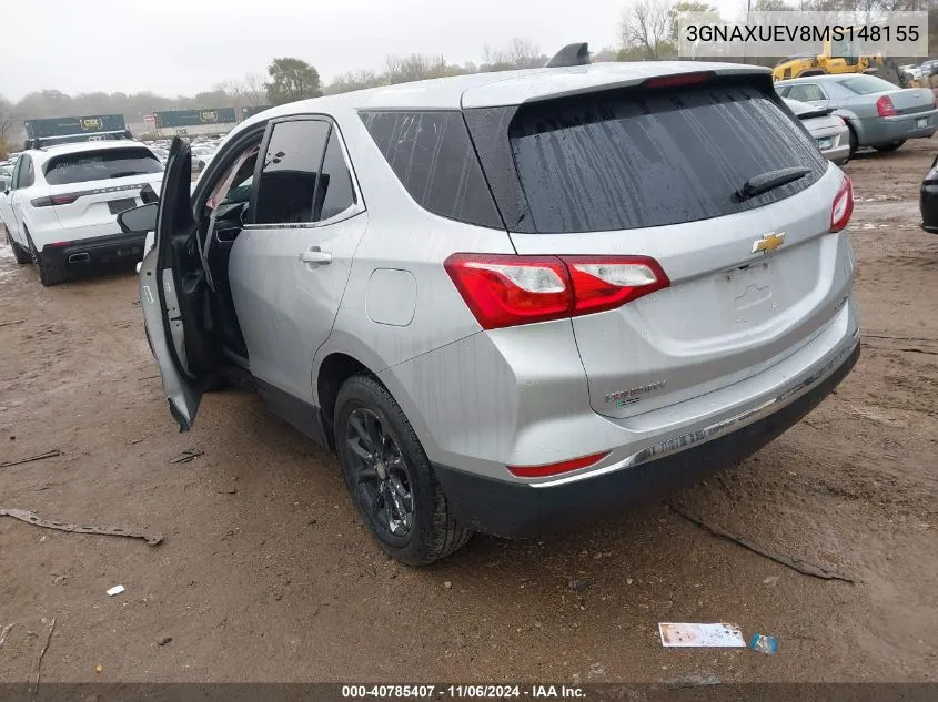 2021 Chevrolet Equinox Awd Lt VIN: 3GNAXUEV8MS148155 Lot: 40785407