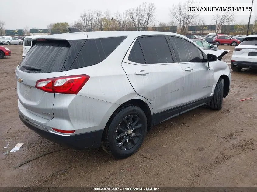 2021 Chevrolet Equinox Awd Lt VIN: 3GNAXUEV8MS148155 Lot: 40785407