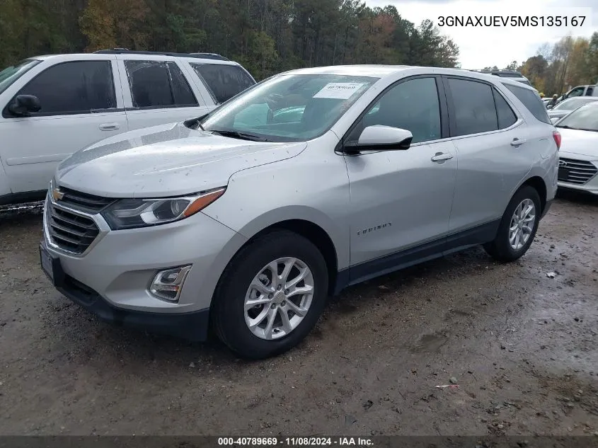 2021 Chevrolet Equinox Awd Lt VIN: 3GNAXUEV5MS135167 Lot: 40789669