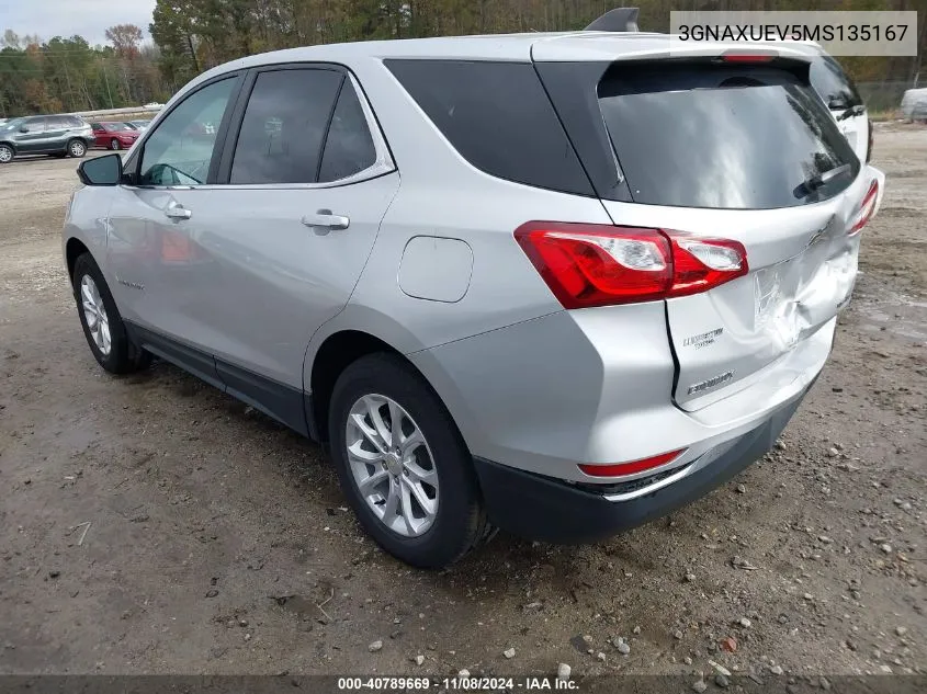 2021 Chevrolet Equinox Awd Lt VIN: 3GNAXUEV5MS135167 Lot: 40789669