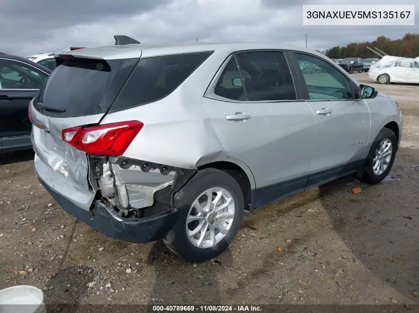 2021 Chevrolet Equinox Awd Lt VIN: 3GNAXUEV5MS135167 Lot: 40789669