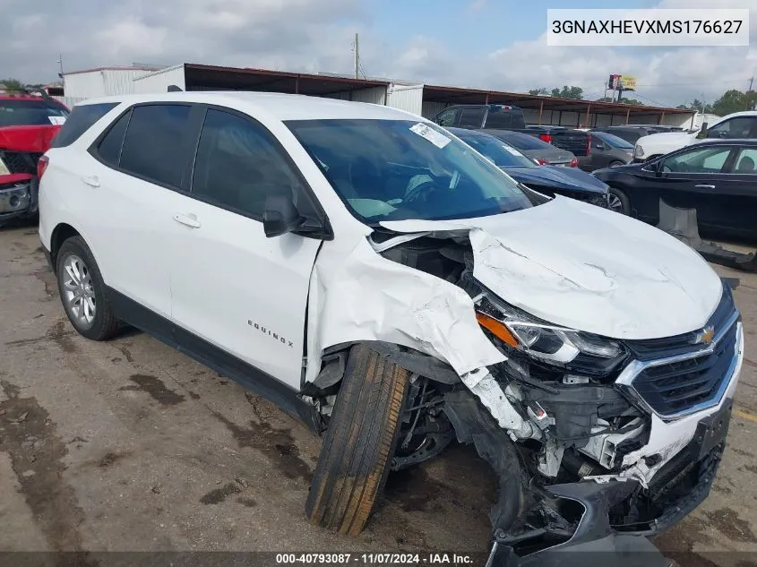 2021 Chevrolet Equinox Fwd Ls VIN: 3GNAXHEVXMS176627 Lot: 40793087