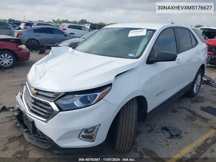 2021 Chevrolet Equinox Fwd Ls VIN: 3GNAXHEVXMS176627 Lot: 40793087