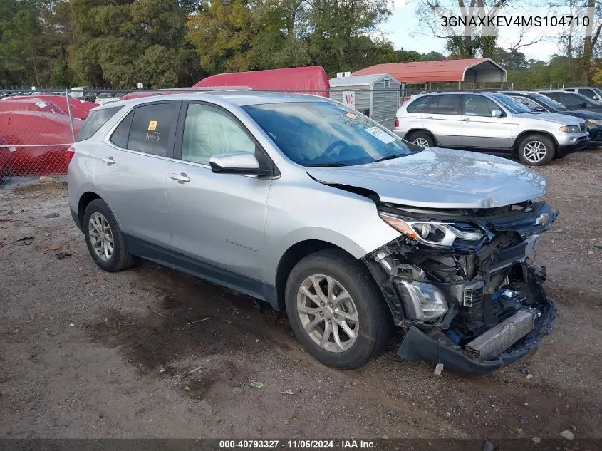 2021 Chevrolet Equinox Fwd Lt VIN: 3GNAXKEV4MS104710 Lot: 40793327