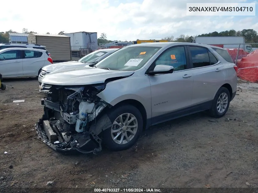 2021 Chevrolet Equinox Fwd Lt VIN: 3GNAXKEV4MS104710 Lot: 40793327