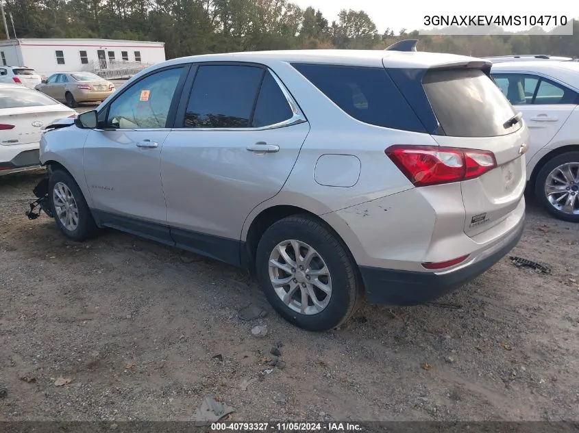 2021 Chevrolet Equinox Fwd Lt VIN: 3GNAXKEV4MS104710 Lot: 40793327