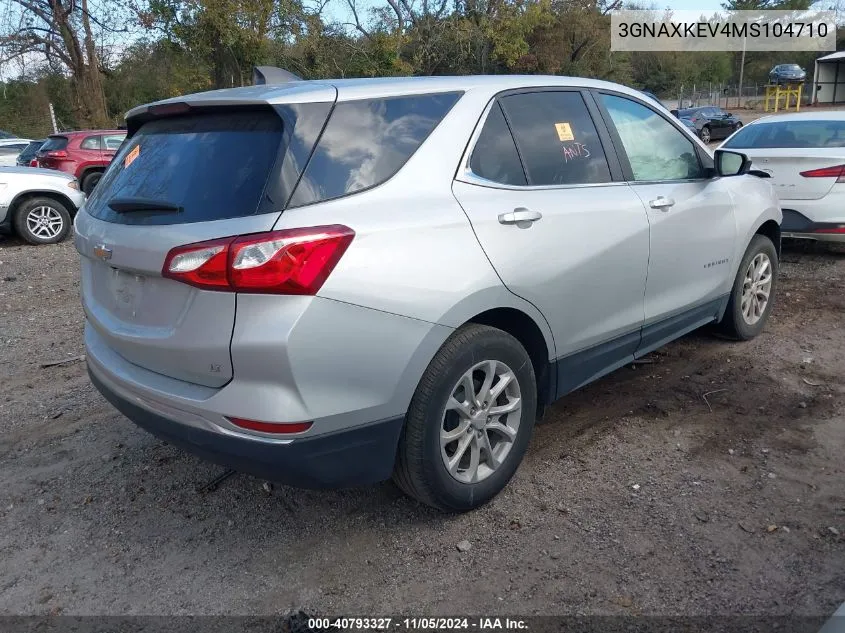 2021 Chevrolet Equinox Fwd Lt VIN: 3GNAXKEV4MS104710 Lot: 40793327