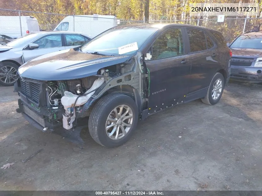 2021 Chevrolet Equinox Fwd Ls VIN: 2GNAXHEV1M6117271 Lot: 40795427