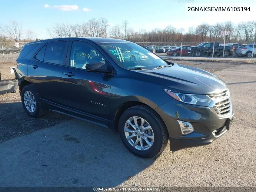 2021 Chevrolet Equinox Awd Ls VIN: 2GNAXSEV8M6105194 Lot: 40795706