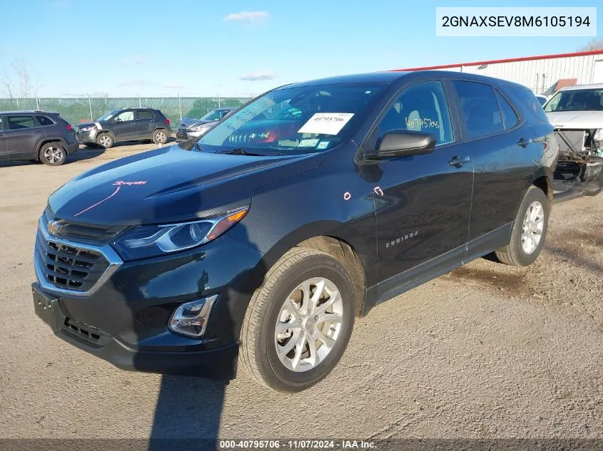 2021 Chevrolet Equinox Awd Ls VIN: 2GNAXSEV8M6105194 Lot: 40795706