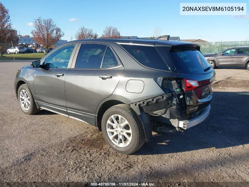 2021 Chevrolet Equinox Awd Ls VIN: 2GNAXSEV8M6105194 Lot: 40795706