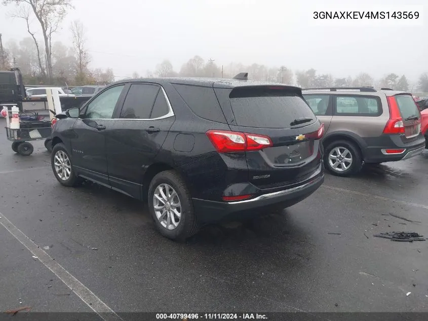 2021 Chevrolet Equinox Fwd Lt VIN: 3GNAXKEV4MS143569 Lot: 40799496