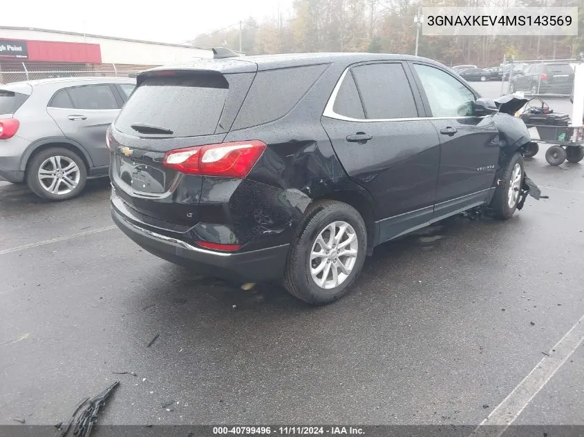 2021 Chevrolet Equinox Fwd Lt VIN: 3GNAXKEV4MS143569 Lot: 40799496