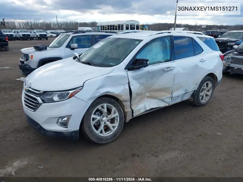 2021 Chevrolet Equinox Awd Premier VIN: 3GNAXXEV1MS151271 Lot: 40818286