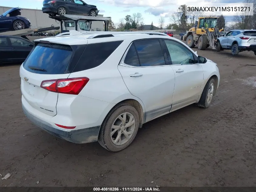 2021 Chevrolet Equinox Awd Premier VIN: 3GNAXXEV1MS151271 Lot: 40818286