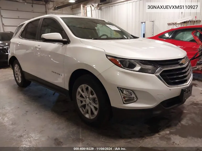 2021 Chevrolet Equinox Awd Lt VIN: 3GNAXUEVXMS110927 Lot: 40819229