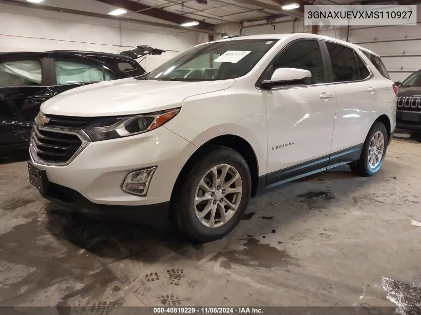 2021 Chevrolet Equinox Awd Lt VIN: 3GNAXUEVXMS110927 Lot: 40819229