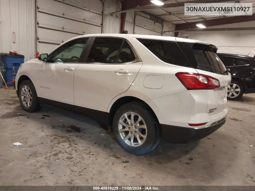 2021 Chevrolet Equinox Awd Lt VIN: 3GNAXUEVXMS110927 Lot: 40819229