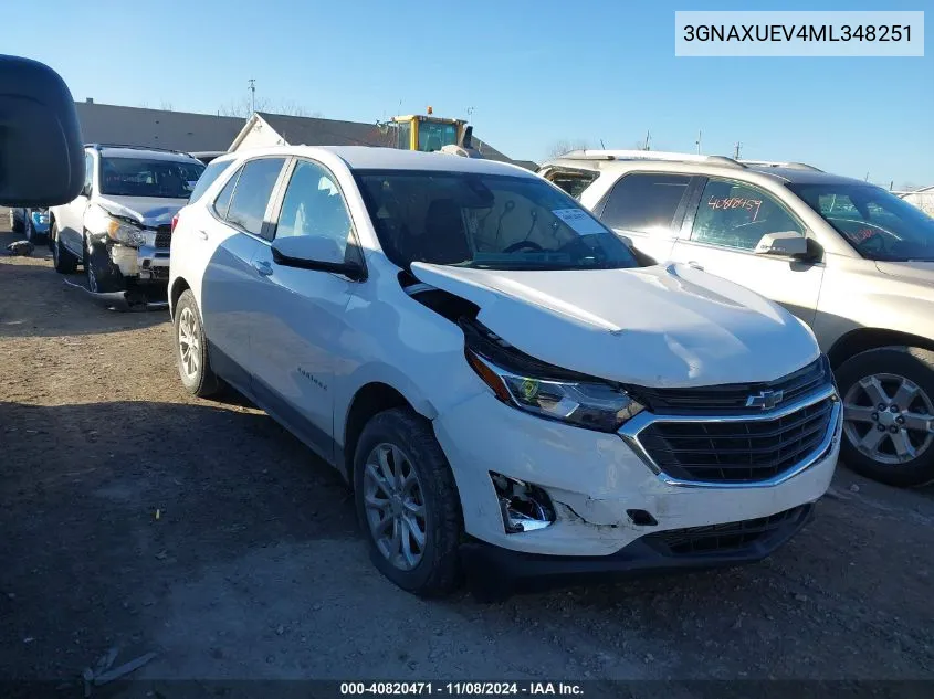 2021 Chevrolet Equinox Awd Lt VIN: 3GNAXUEV4ML348251 Lot: 40820471