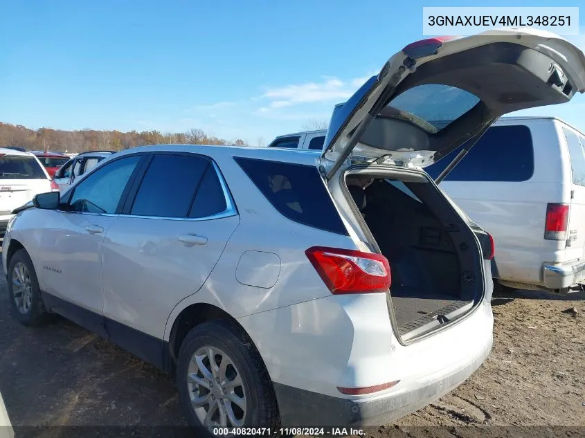 2021 Chevrolet Equinox Awd Lt VIN: 3GNAXUEV4ML348251 Lot: 40820471