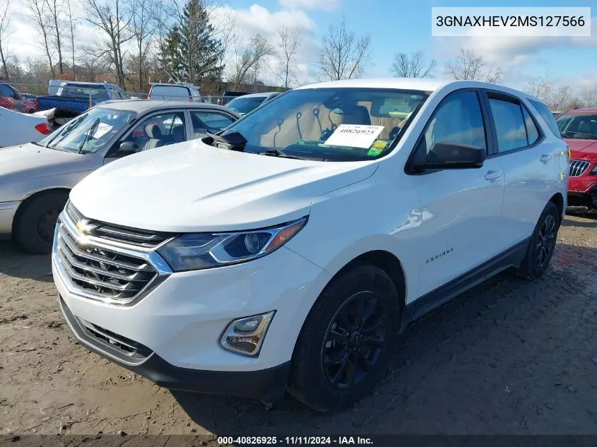 2021 Chevrolet Equinox Fwd Ls VIN: 3GNAXHEV2MS127566 Lot: 40826925