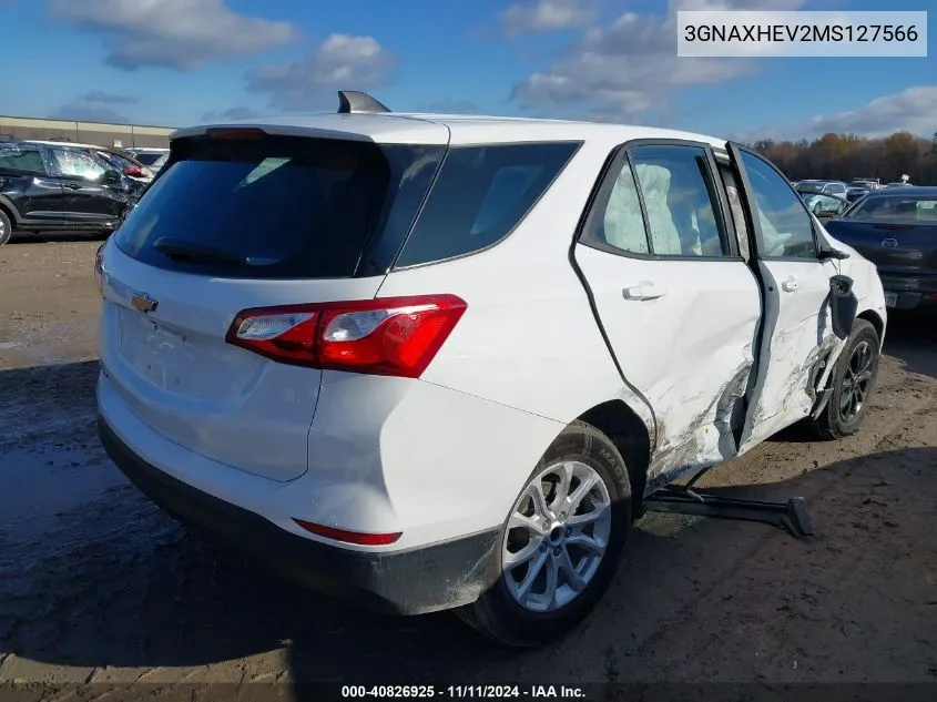 2021 Chevrolet Equinox Fwd Ls VIN: 3GNAXHEV2MS127566 Lot: 40826925