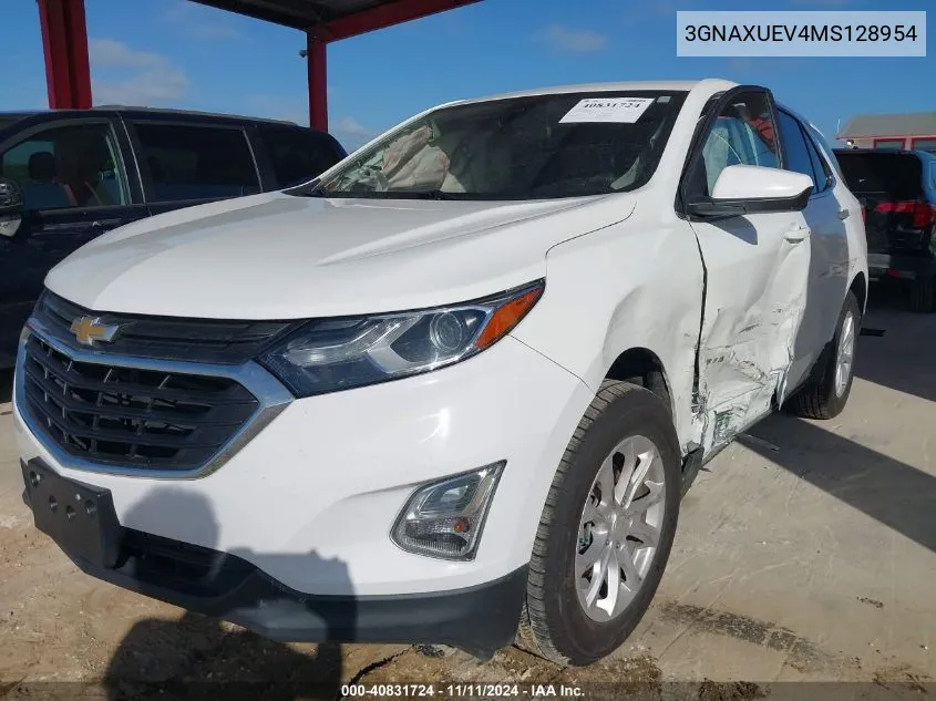 2021 Chevrolet Equinox Awd Lt VIN: 3GNAXUEV4MS128954 Lot: 40831724