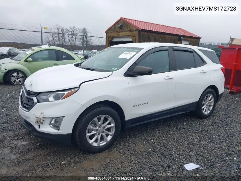 2021 Chevrolet Equinox Fwd Ls VIN: 3GNAXHEV7MS172728 Lot: 40854831