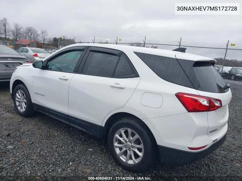 2021 Chevrolet Equinox Fwd Ls VIN: 3GNAXHEV7MS172728 Lot: 40854831