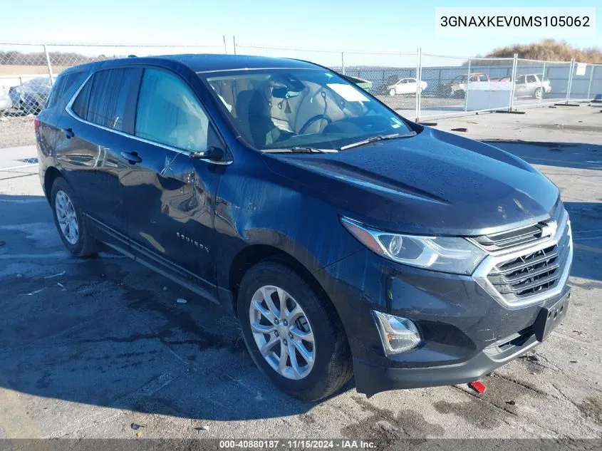 2021 Chevrolet Equinox Fwd Lt VIN: 3GNAXKEV0MS105062 Lot: 40880187