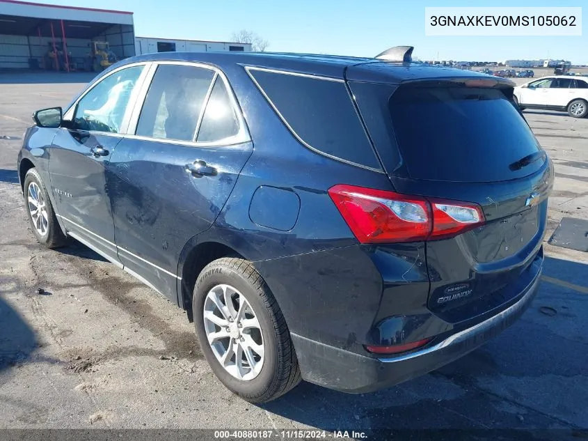 2021 Chevrolet Equinox Fwd Lt VIN: 3GNAXKEV0MS105062 Lot: 40880187