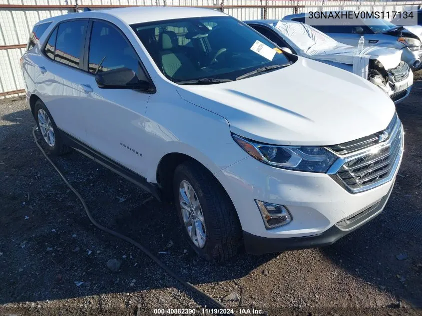 2021 Chevrolet Equinox Fwd Ls VIN: 3GNAXHEV0MS117134 Lot: 40882390