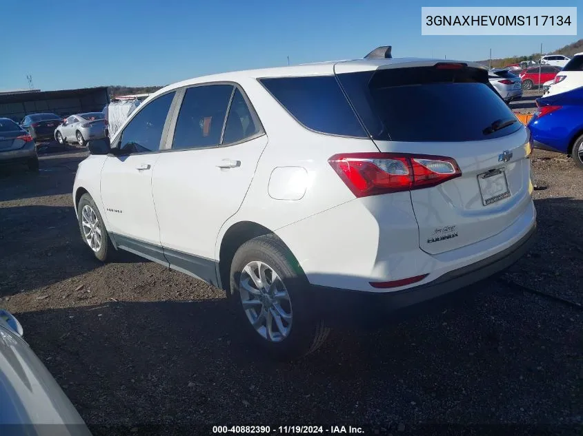 2021 Chevrolet Equinox Fwd Ls VIN: 3GNAXHEV0MS117134 Lot: 40882390