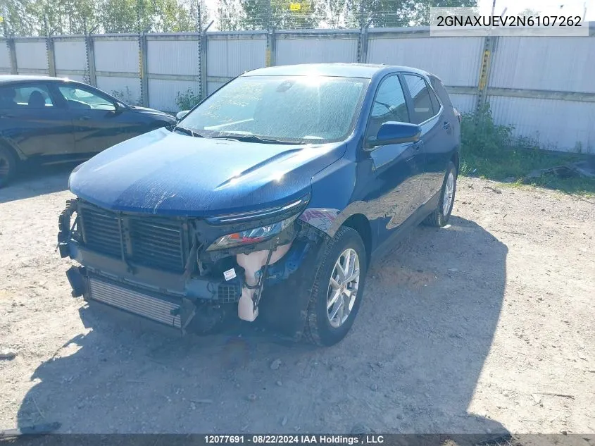 2GNAXUEV2N6107262 2022 Chevrolet Equinox