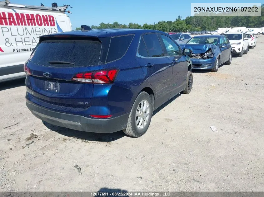 2022 Chevrolet Equinox VIN: 2GNAXUEV2N6107262 Lot: 12077691