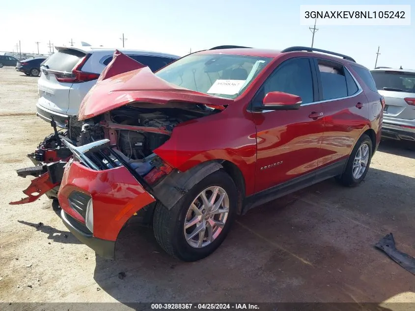 2022 Chevrolet Equinox Fwd Lt VIN: 3GNAXKEV8NL105242 Lot: 39288367