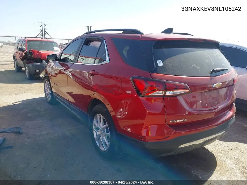 2022 Chevrolet Equinox Fwd Lt VIN: 3GNAXKEV8NL105242 Lot: 39288367