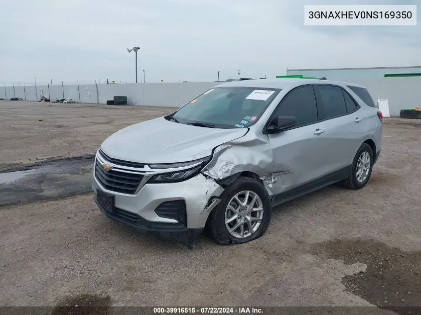 2022 Chevrolet Equinox Fwd Ls VIN: 3GNAXHEV0NS169350 Lot: 39916515